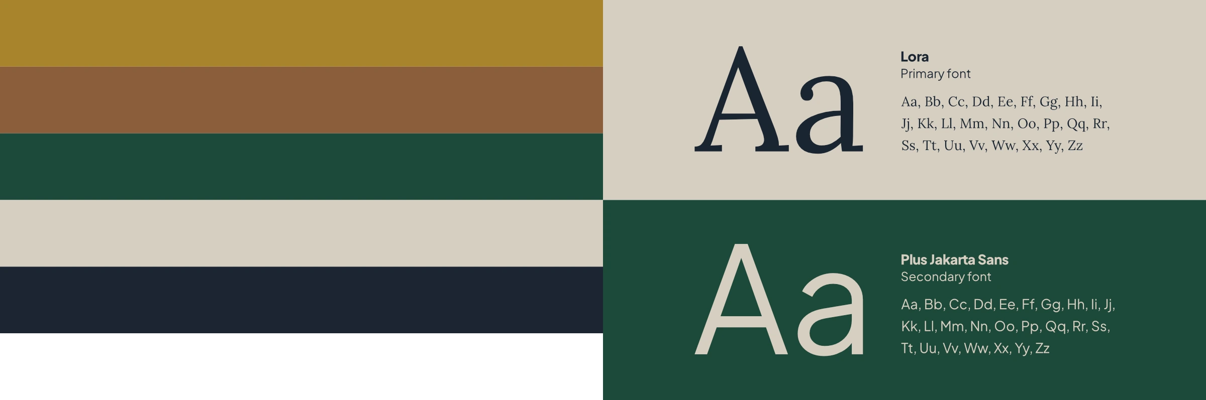 The BARRIQUE colour palette and typography: Lora and Plus Jakarta Sans